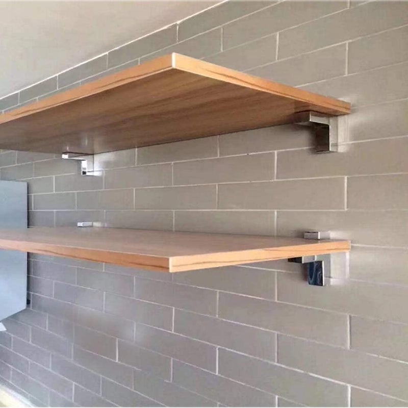 AWEN 4 Pcs Adjustable Wood/Glass Floating Shelf Brackets Wall Mount  Polished Chrome - Image 5